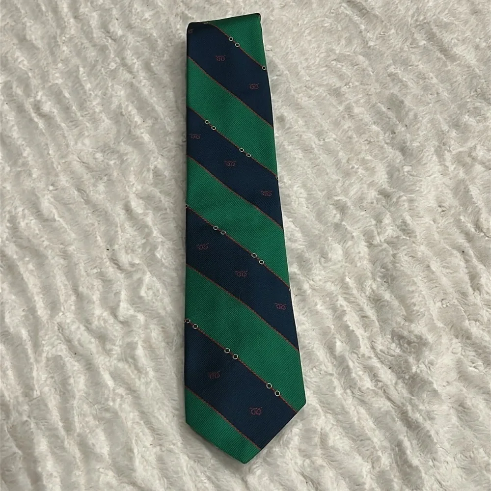 Vintage bill blass Green and Blue striped Silk Tie men’s one size